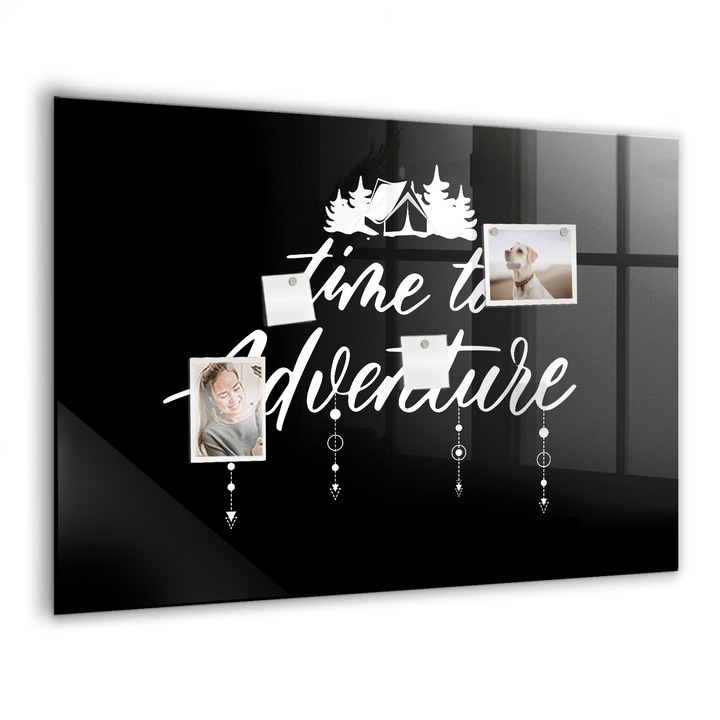 Tabla magnetica, Coloray, Timpul de aventura, Negru, 100x70 cm, Marker alb, Magneti, 010640700030400275334