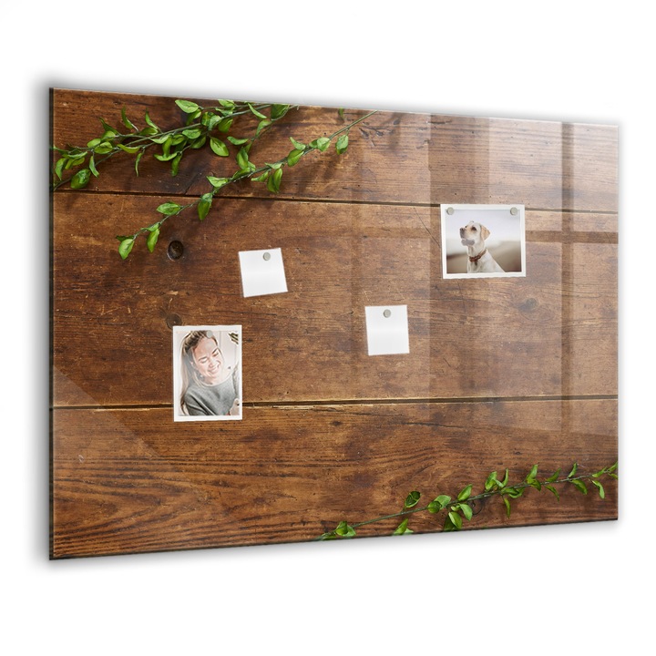 Tabla magnetica, Coloray, Lemn rustic, Maro, 100x70 cm, Marker alb, Magneti, 010640700030400088704