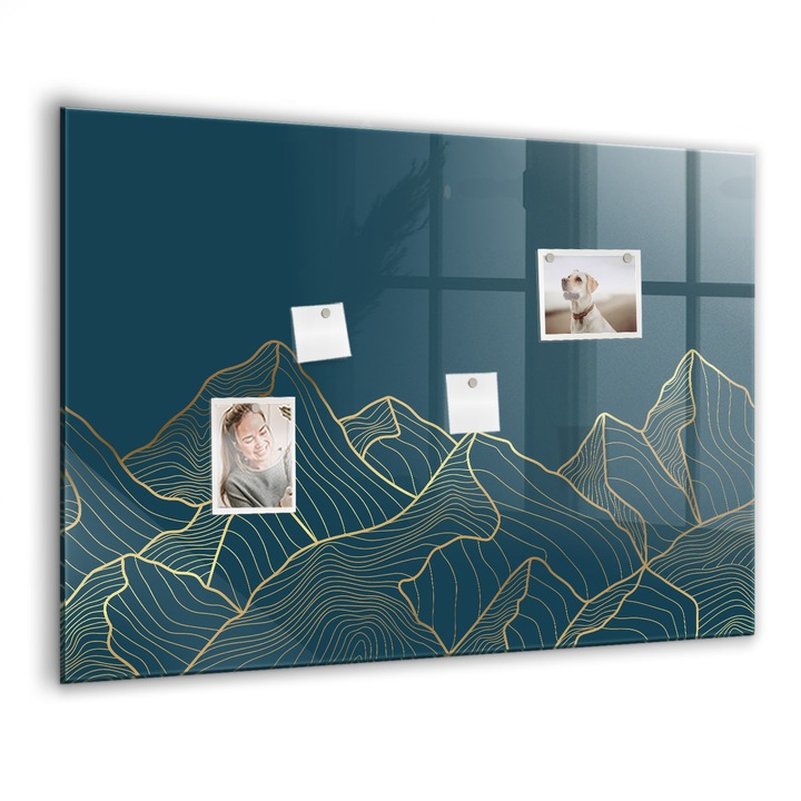 Tabla magnetica, Coloray, Schita a muntilor, Albastru deschis, 100x70 cm, Marker alb, Magneti, 010640700030400088479