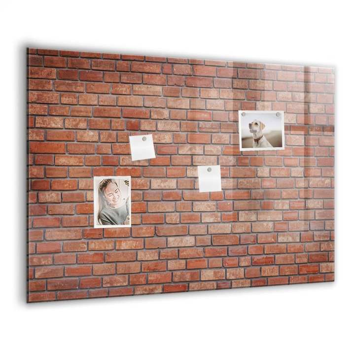 Tabla magnetica, Coloray, Zid de caramida, Rosu, 100x70 cm, Marker alb, Magneti, 010640700030400027515