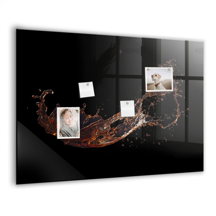 Tabla magnetica, Coloray, Bautura varsata, Negru, 100x70 cm, Marker alb, Magneti, 010640700030400027848