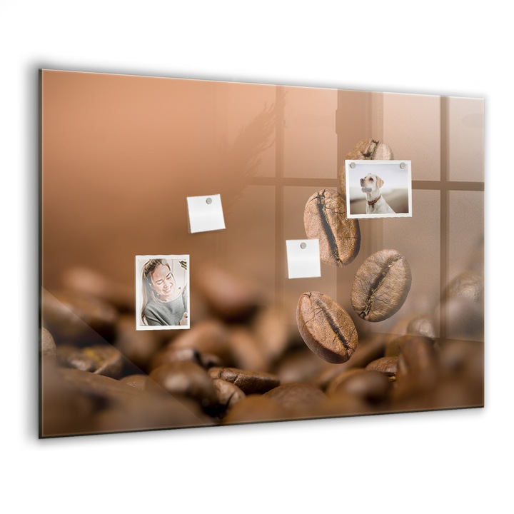 Tabla magnetica, Coloray, Boabe de cafea, Maro, 100x70 cm, Marker alb, Magneti, 010640700030400027853