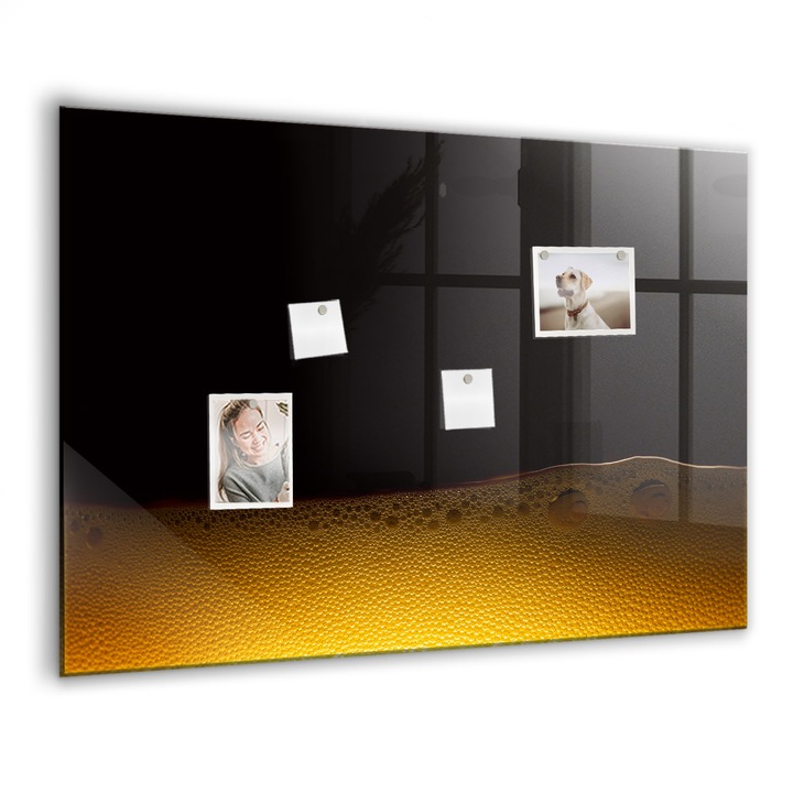 Tabla magnetica, Coloray, Suc de portocale, Galben, 100x70 cm, Marker alb, Magneti, 010640700030400028002