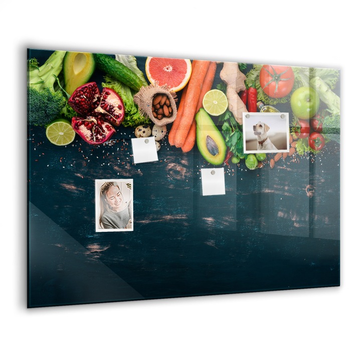 Tabla magnetica, Coloray, Legume pe masa, Multicolor, 100x70 cm, Marker alb, Magneti, 010640700030400027839