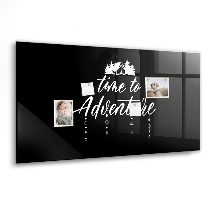 Tabla magnetica, Coloray, Timpul de aventura, Negru, 120x60 cm, Marker alb, Magneti, 010640700040400275334