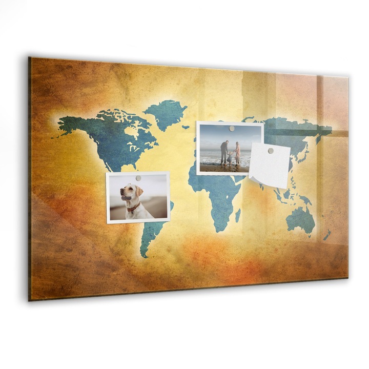 Tabla magnetica, Coloray, Harta veche a lumii, Multicolor, 60 x 40 cm, Magneti, Marker negru, 010640700010300088441