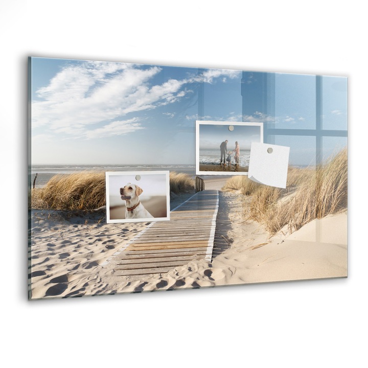 Tabla magnetica, Coloray, Vedere la plaja, Multicolor, 60 x 40 cm, Magneti, Marker negru, 010640700010300000702