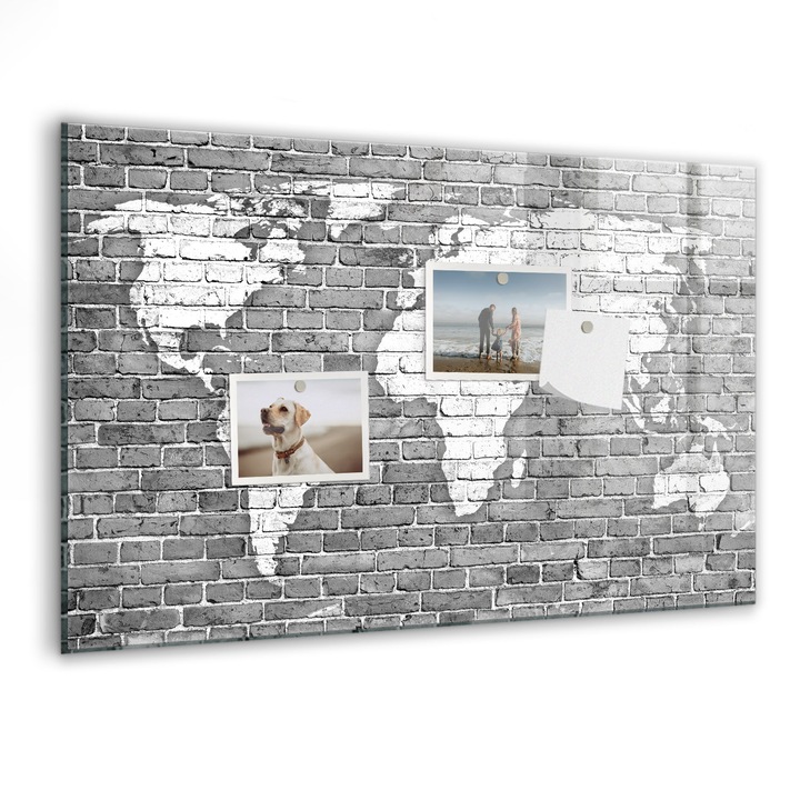 Tabla magnetica, Coloray, Harta lumii pe caramizi, Multicolor, 60 x 40 cm, Magneti, Marker negru, 010640700010300088325