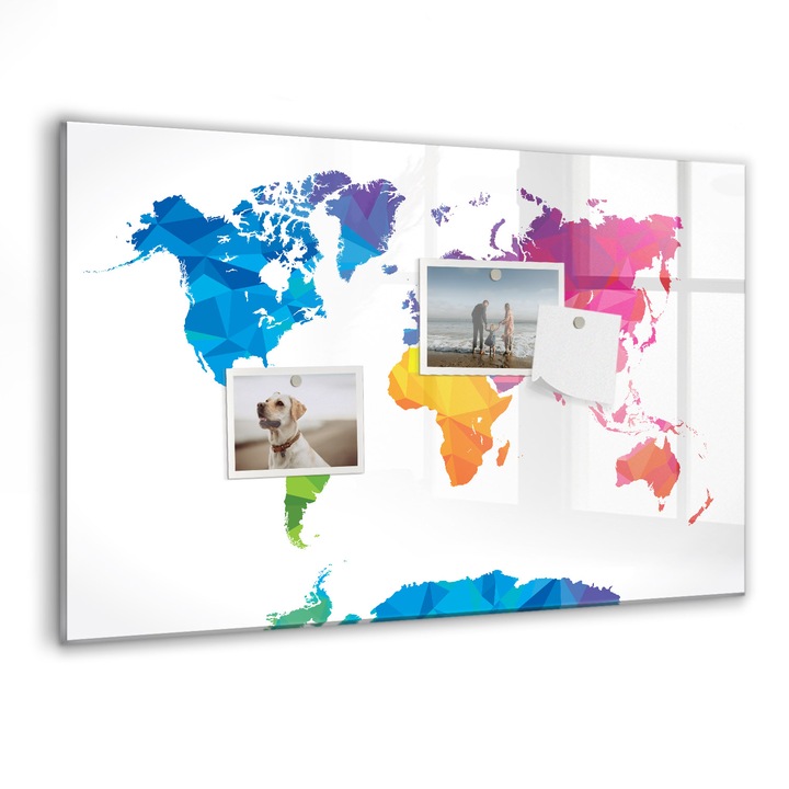 Tabla magnetica, Coloray, Harta lumii abstracte, Multicolor, 60 x 40 cm, Magneti, Marker negru, 010640700010300088211