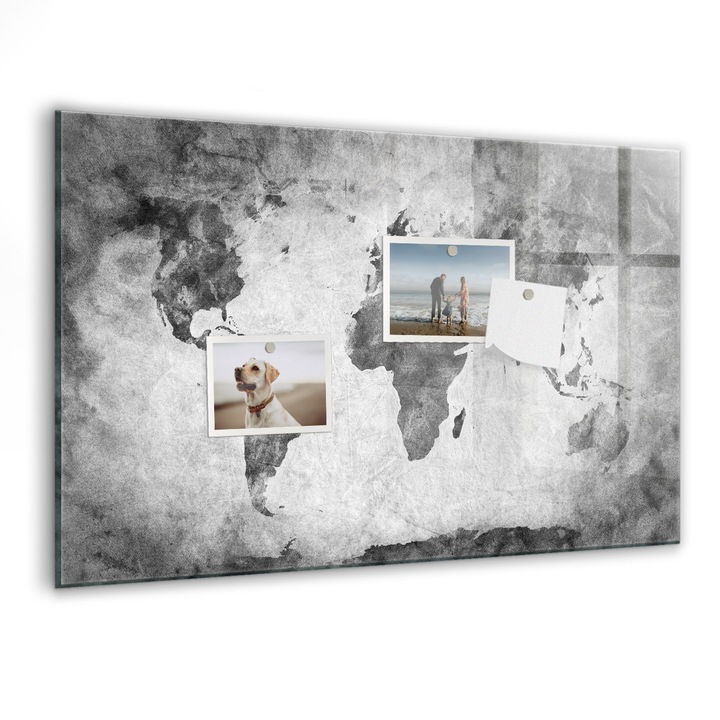 Tabla magnetica, Coloray, harta lumii, Multicolor, 60 x 40 cm, Magneti, Marker negru, 010640700010300055572