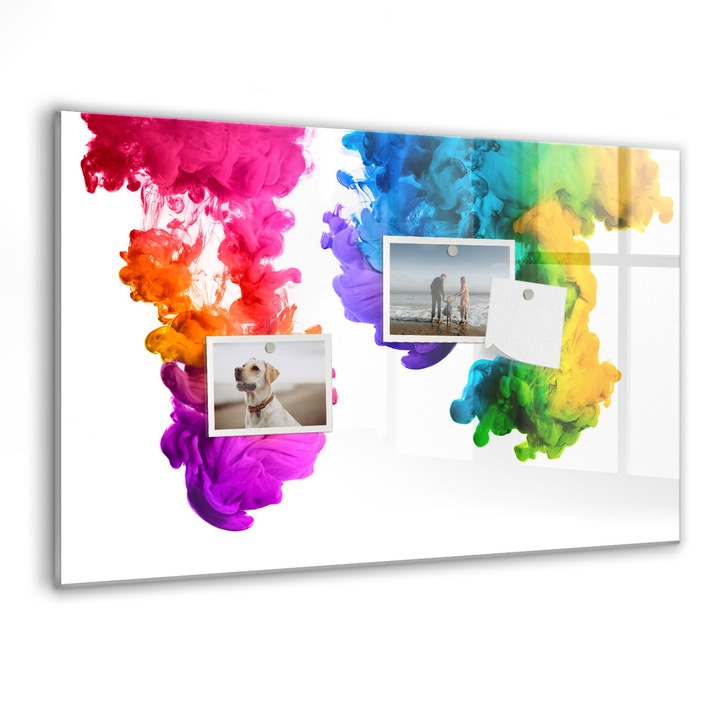 Tabla magnetica, Coloray, Curcubeu de culori, Multicolor, 60 x 40 cm, Magneti, Marker negru, 010640700010300088219