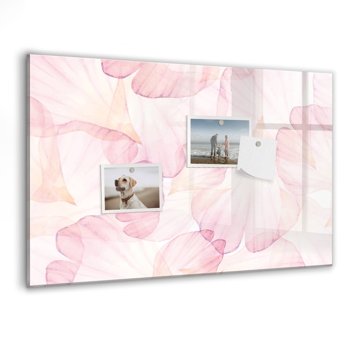 Tabla magnetica, Coloray, Fulgi de acuarela, Roz, 60 x 40 cm, Magneti, Marker negru, 010640700010300029513