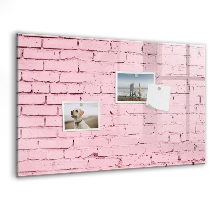 Tabla magnetica, Coloray, Zid de caramida, Roz, 60 x 40 cm, Magneti, Marker negru, 010640700010300088776