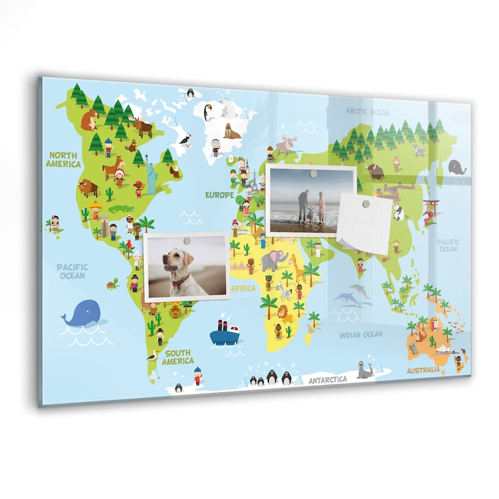 Tabla magnetica, Coloray, Harta lumii culturii, Multicolor, 60 x 40 cm, Magneti, Marker negru, 010640700010300088770