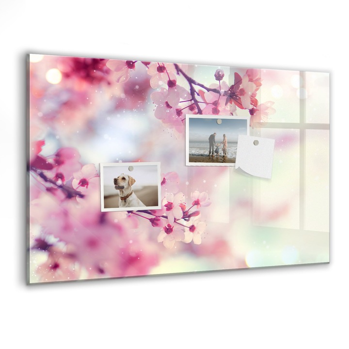 Tabla magnetica, Coloray, Flori de primavara, Multicolor, 60 x 40 cm, Magneti, Marker negru, 010640700010300088749