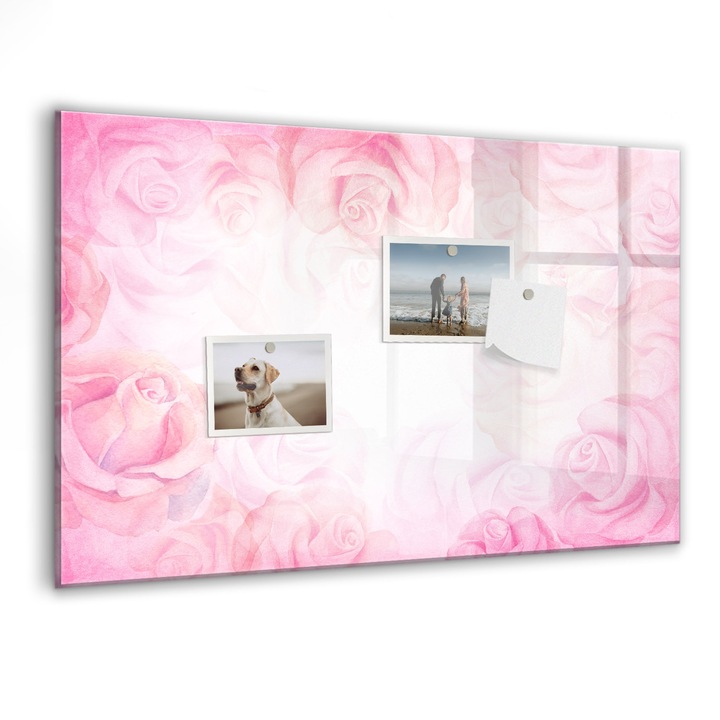 Tabla magnetica, Coloray, Abstractia trandafirilor, Roz, 60 x 40 cm, Magneti, Marker negru, 010640700010300088747
