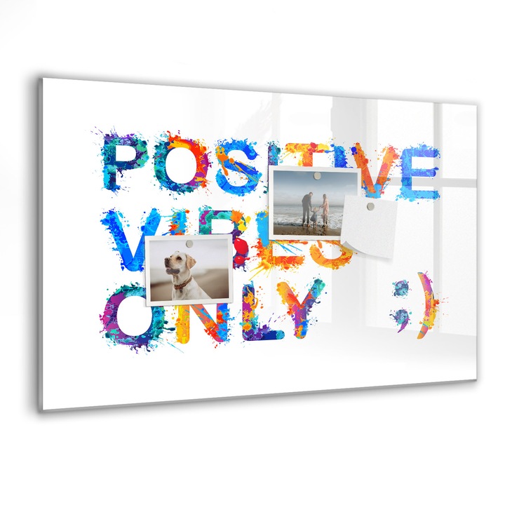 Tabla magnetica, Coloray, Citat pozitiv, Multicolor, 60 x 40 cm, Magneti, Marker negru, 010640700010300088752
