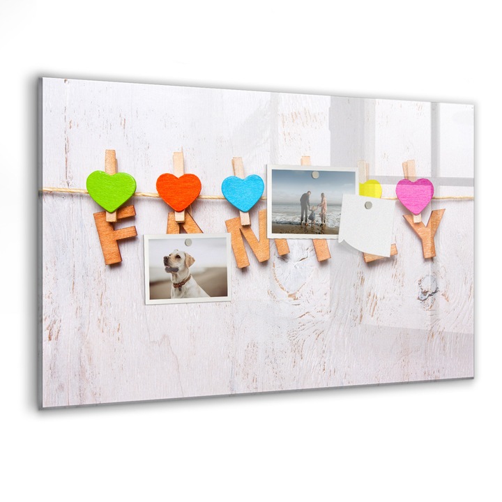 Tabla magnetica, Coloray, Inscriptie familiala, Multicolor, 60 x 40 cm, Magneti, Marker negru, 010640700010300088767