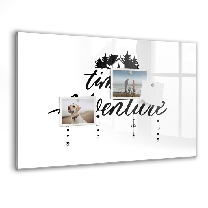 Tabla magnetica, Coloray, E timpul sa aventurezi, Alb, 60 x 40 cm, Magneti, Marker negru, 010640700010300275327