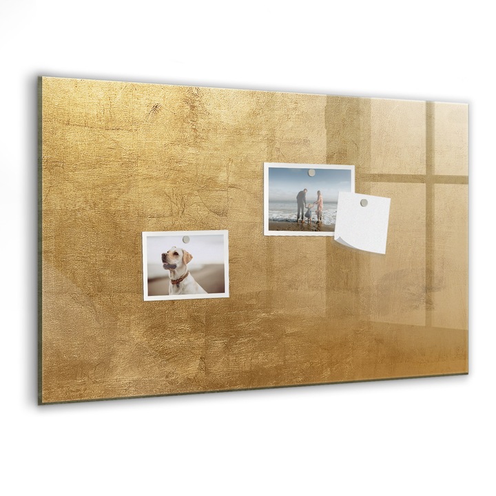 Tabla magnetica, Coloray, Panza decorativa, Auriu, 60 x 40 cm, Magneti, Marker negru, 010640700010300088702