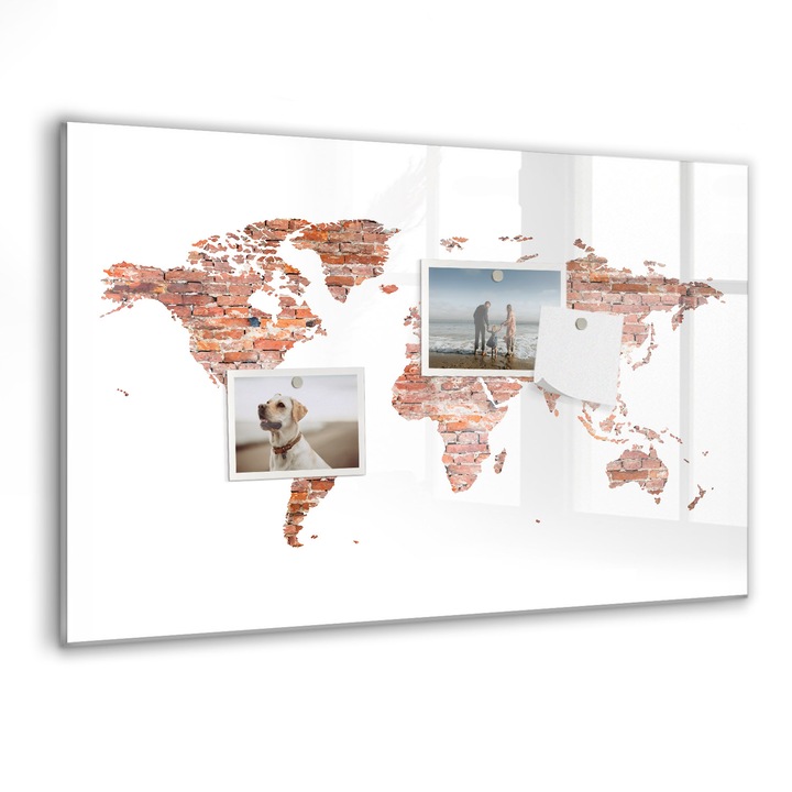 Tabla magnetica, Coloray, Harta de caramida veche, Maro, 60 x 40 cm, Magneti, Marker negru, 010640700010300088672