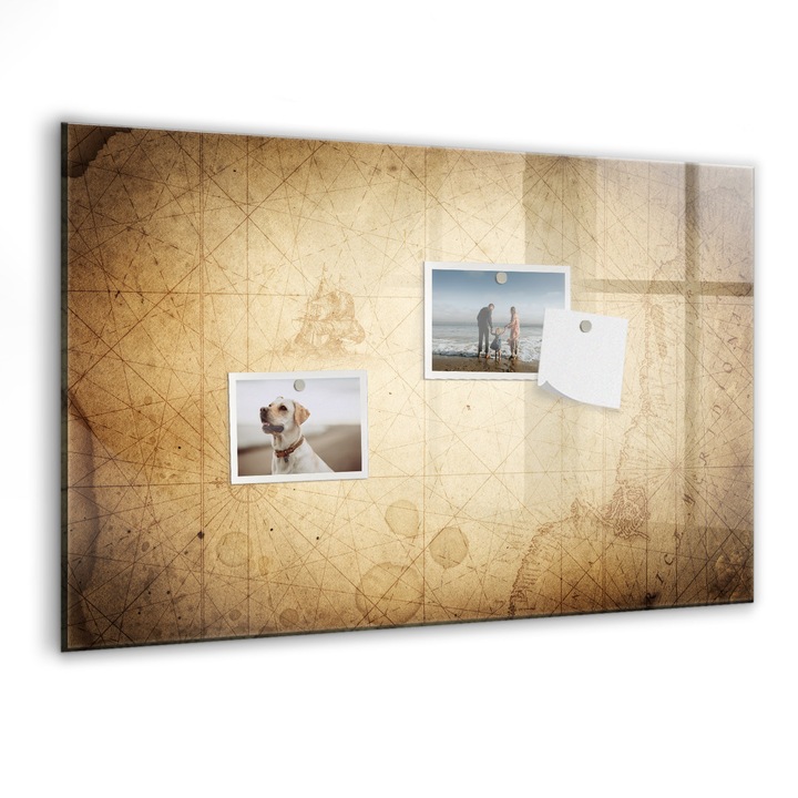 Tabla magnetica, Coloray, Harta veche a lumii, Maro, 60 x 40 cm, Magneti, Marker negru, 010640700010300088673