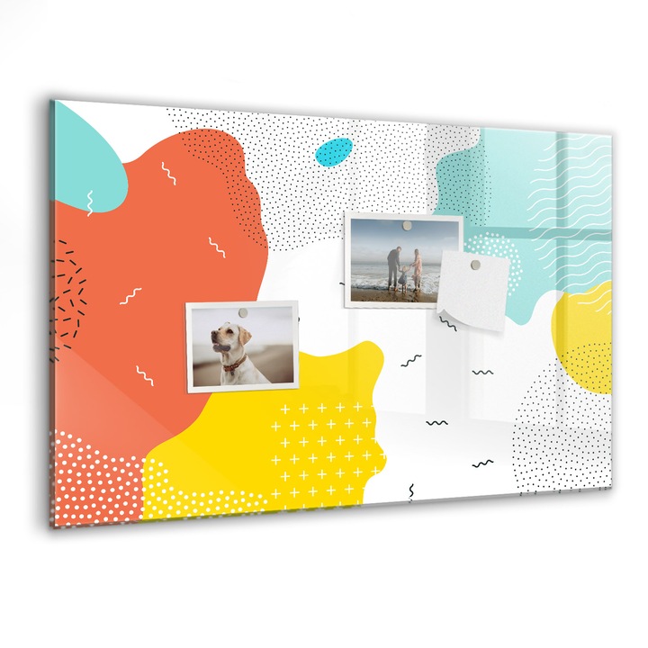 Tabla magnetica, Coloray, Abstractia pop, Multicolor, 60 x 40 cm, Magneti, Marker negru, 010640700010300088651