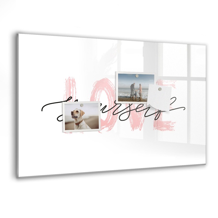 Tabla magnetica, Coloray, Inscriptia te iubeste pe tine insuti, Alb, 60 x 40 cm, Magneti, Marker negru, 010640700010300088646