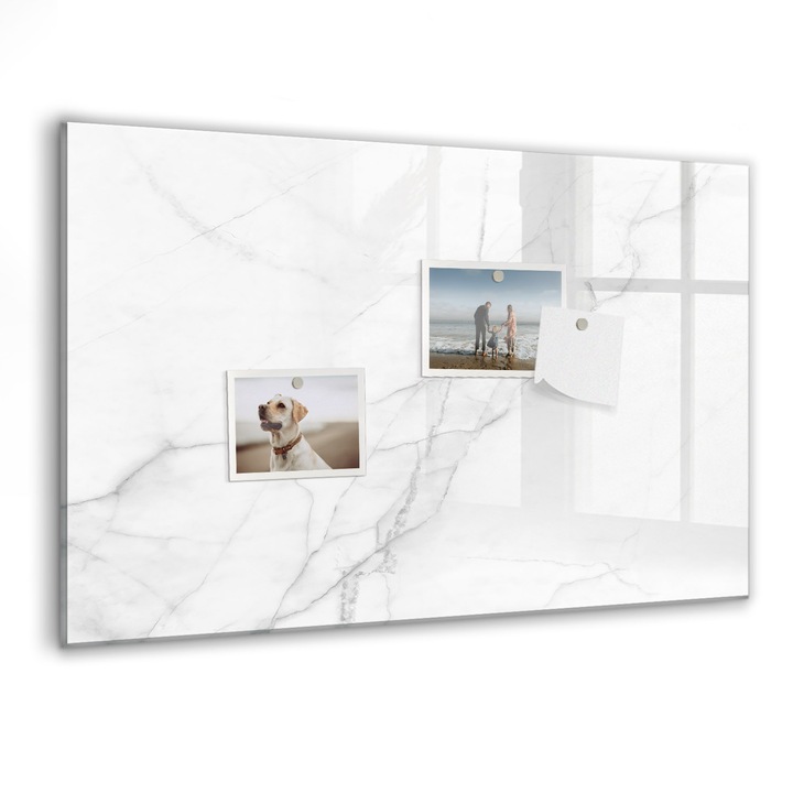 Tabla magnetica, Coloray, Marmura decorativa, Alb, 60 x 40 cm, Magneti, Marker negru, 010640700010300088654