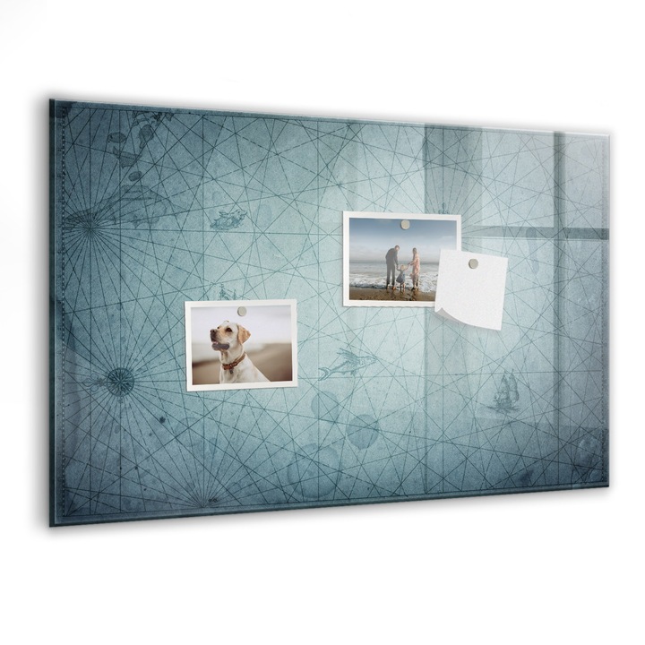 Tabla magnetica, Coloray, Harta vintage, Albastru, 60 x 40 cm, Magneti, Marker negru, 010640700010300088649