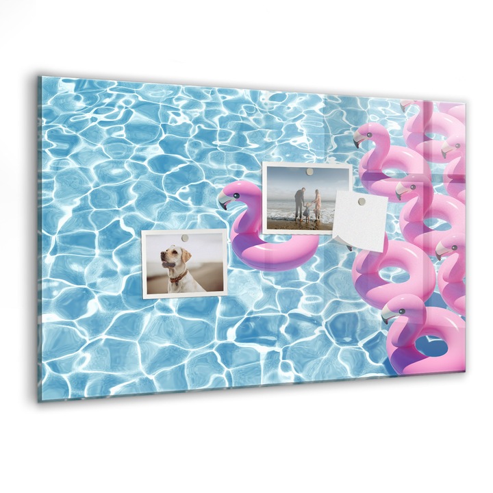 Tabla magnetica, Coloray, Flamingo Dandelions, Roz, 60 x 40 cm, Magneti, Marker negru, 010640700010300088660