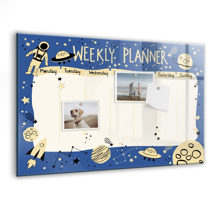 Tabla magnetica, Coloray, Planificator spatial, Albastru, 60 x 40 cm, Magneti, Marker negru, 010640700010300088619