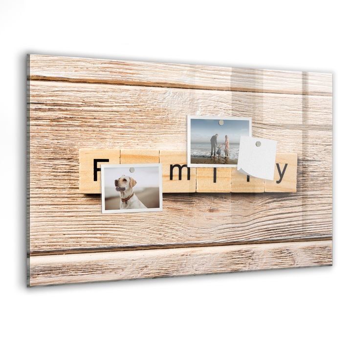 Tabla magnetica, Coloray, Inscriptie familiala, Maro, 60 x 40 cm, Magneti, Marker negru, 010640700010300088641
