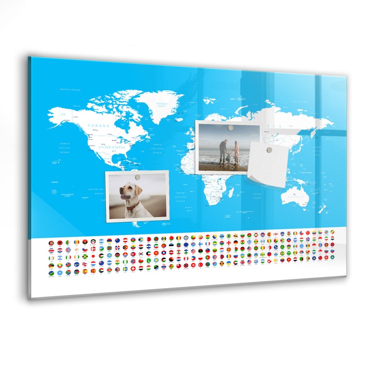 Tabla magnetica, Coloray, Harta contur a statelor, Albastru, 60 x 40 cm, Magneti, Marker negru, 010640700010300088608