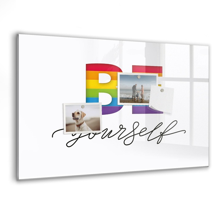 Tabla magnetica, Coloray, Inscriptia fii tu insuti, Multicolor, 60 x 40 cm, Magneti, Marker negru, 010640700010300088585
