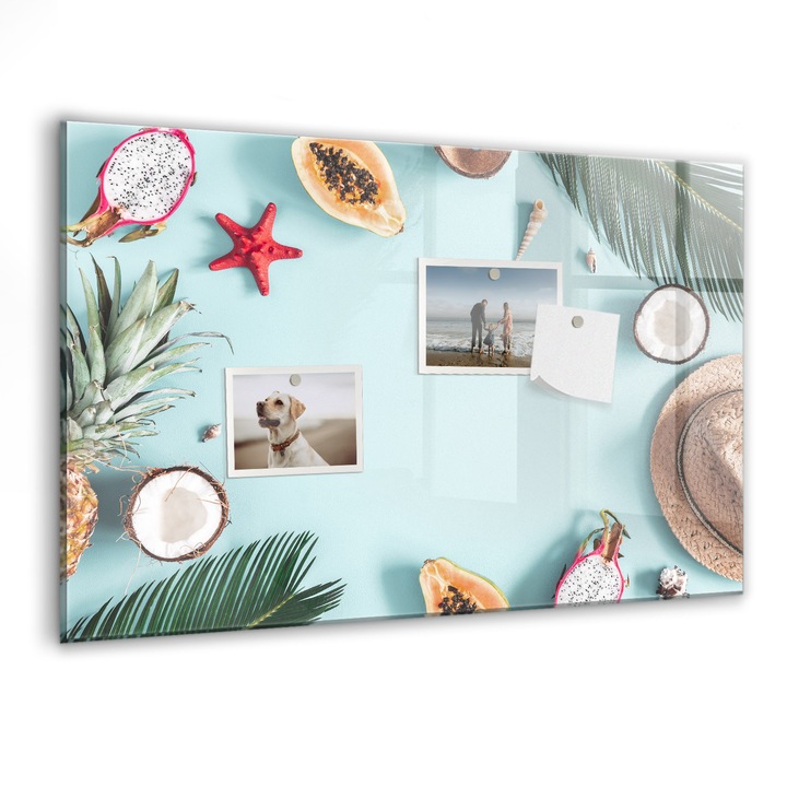 Tabla magnetica, Coloray, Compozitie de vara, Multicolor, 60 x 40 cm, Magneti, Marker negru, 010640700010300088581