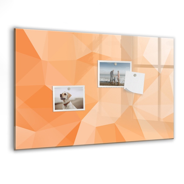 Tabla magnetica, Coloray, Abstractizarea triunghiului, Portocaliu, 60 x 40 cm, Magneti, Marker negru, 010640700010300088548