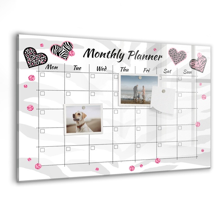 Tabla magnetica, Coloray, Moda Planer lunar, Multicolor, 60 x 40 cm, Magneti, Marker negru, 010640700010300088559