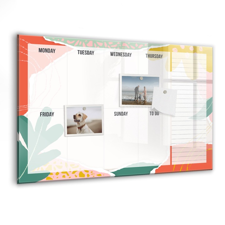 Tabla magnetica, Coloray, Un simplu planificator al saptamanii, Multicolor, 60 x 40 cm, Magneti, Marker negru, 010640700010300088538