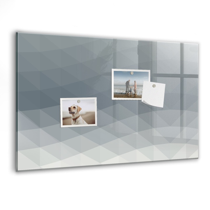 Tabla magnetica, Coloray, Abstractizarea undelor, Gri, 60 x 40 cm, Magneti, Marker negru, 010640700010300088521