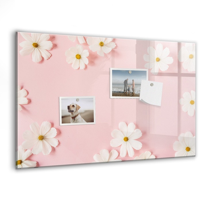 Tabla magnetica, Coloray, Flori Stokrotka, Roz, 60 x 40 cm, Magneti, Marker negru, 010640700010300088527