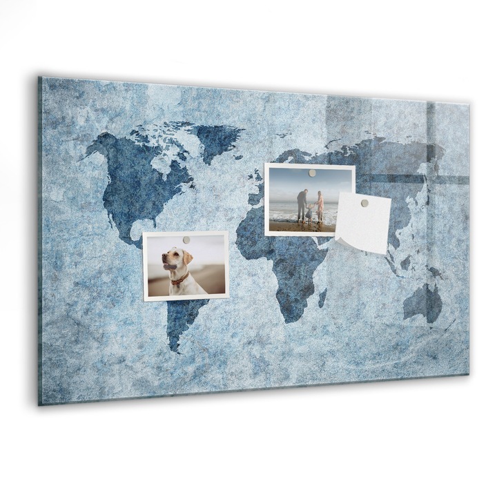 Tabla magnetica, Coloray, Harta lumii pictate, Albastru, 60 x 40 cm, Magneti, Marker negru, 010640700010300088517