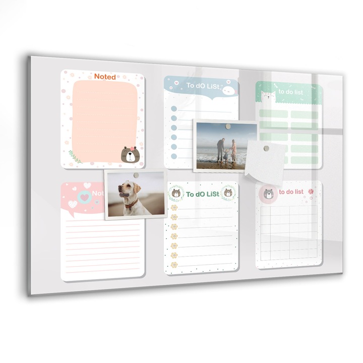 Tabla magnetica, Coloray, Note colorate, Multicolor, 60 x 40 cm, Magneti, Marker negru, 010640700010300088450