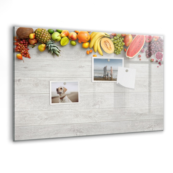 Tabla magnetica, Coloray, Fructe pe masa, Multicolor, 60 x 40 cm, Magneti, Marker negru, 010640700010300027600