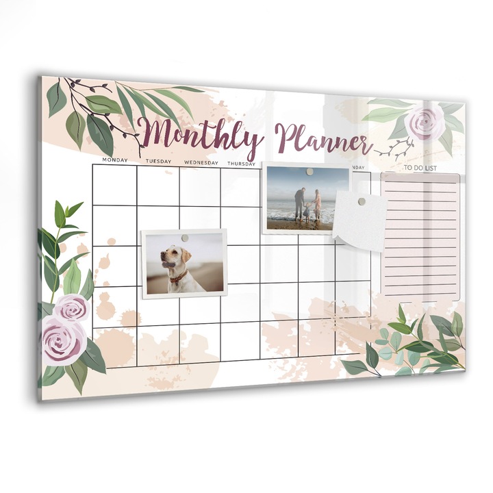 Tabla magnetica, Coloray, Planificator de trandafiri, Multicolor, 60 x 40 cm, Magneti, Marker negru, 010640700010300088473