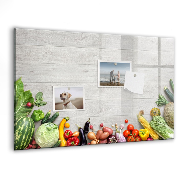 Tabla magnetica, Coloray, Legume pe masa, Multicolor, 60 x 40 cm, Magneti, Marker negru, 010640700010300027597