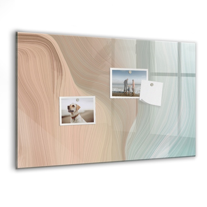 Tabla magnetica, Coloray, Abstractizarea undelor, Multicolor, 60 x 40 cm, Magneti, Marker negru, 010640700010300088460