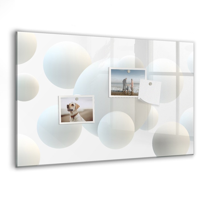 Tabla magnetica, Coloray, Abstractia bilelor, Alb, 60 x 40 cm, Magneti, Marker negru, 010640700010300088398