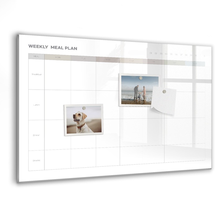 Tabla magnetica, Coloray, Meniu minimalist, Gri bej, 60 x 40 cm, Magneti, Marker negru, 010640700010300260231