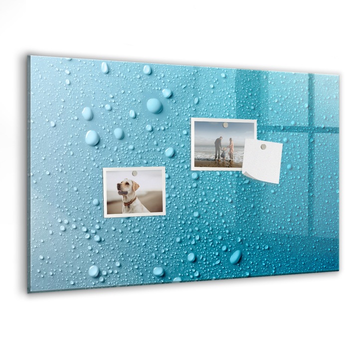 Tabla magnetica, Coloray, Picaturi de apa, Turcoaz, 60 x 40 cm, Magneti, Marker negru, 010640700010300088378